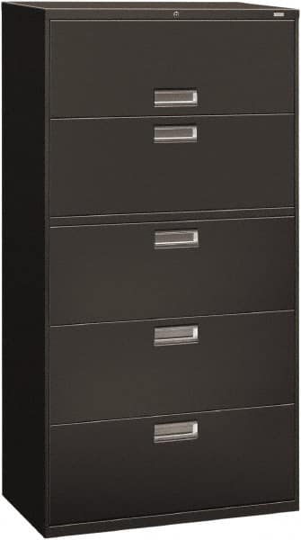 Hon - 36" Wide x 67" High x 19-1/4" Deep, 5 Drawer Roll-Out, Roll-Out Posting - Steel, Charcoal - Strong Tooling