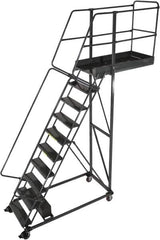 Ballymore - 142" 10 Step Cantilever Ladder - Rolling Work Platform, 300 Lb Capacity, 100" Platform Height, 32" Base Width x 71" Base Depth, Perforated Tread - Strong Tooling