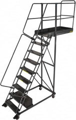 Ballymore - 136" 10 Step Cantilever Ladder - Rolling Safety Ladder, 300 Lb Capacity, 100" Platform Height, 32" Base Width x 71" Base Depth, Serrated - Strong Tooling