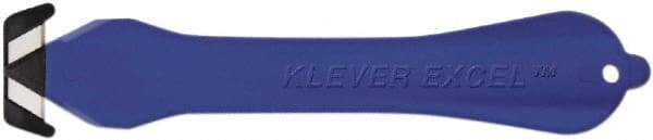 Klever Innovations - Fixed Safety Cutter - 1-1/4" Carbon Steel Blade, Blue Plastic Handle, 1 Blade Included - Strong Tooling