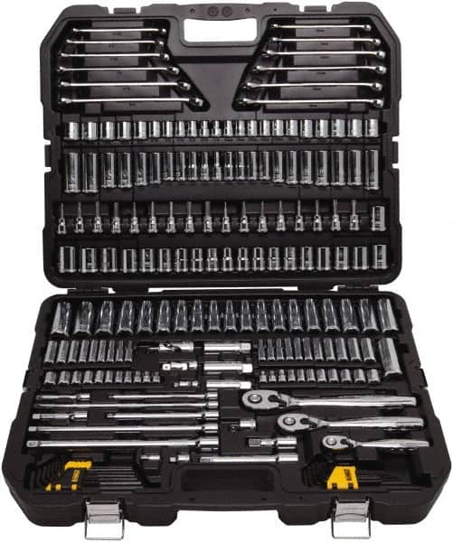 DeWALT - 204 Piece 1/4, 3/8 & 1/2" Drive Mechanic's Tool Set - Comes in Plastic Case - Strong Tooling