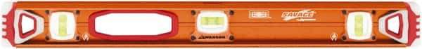 SAVAGE by SWANSON - Magnetic 24" Long 3 Vial I-Beam Level - Aluminum, Orange - Strong Tooling