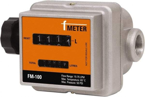 PRO-LUBE - 3/4" FNPT Port Nutating Disc Flowmeter - 150 Max psi, 4 to 20 GPM, Aluminum - Strong Tooling