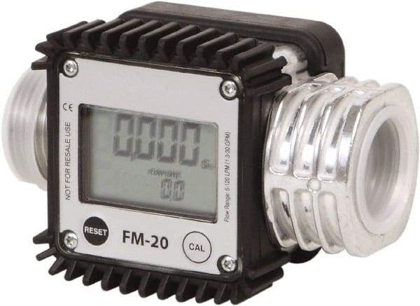 PRO-LUBE - 1" NPT Port Electronic Digital Flowmeter & Totalizer - 300 Max psi, 1.3 to 32 GPM, Aluminum - Strong Tooling