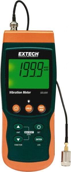 Extech - 10Hz to 1kHz (mm), LCD Vibration Meter Datalogger - 6 AA Batteries - Strong Tooling