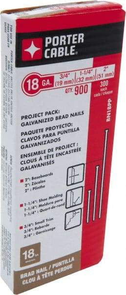 Porter-Cable - 18 Gauge 2" Long Brad Nails for Power Nailers - Steel, Galvanized Finish, Smooth Shank, Straight Stick Collation, Brad Head, Chisel Point - Strong Tooling