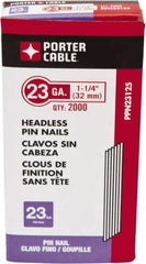 Porter-Cable - 23 Gauge 1-1/4" Long Pin Nails for Power Nailers - Steel, Galvanized Finish, Smooth Shank, Straight Stick Collation, Chisel Point - Strong Tooling