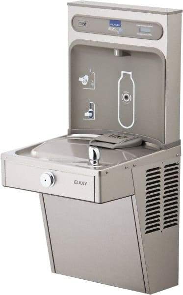 ELKAY - 8 GPH Cooling Capacity Barrier Free Wall Mounted Water Cooler & Fountain - Bottle Filling, 20 to 105 psi, 0.20 hp, Stainless Steel - Strong Tooling