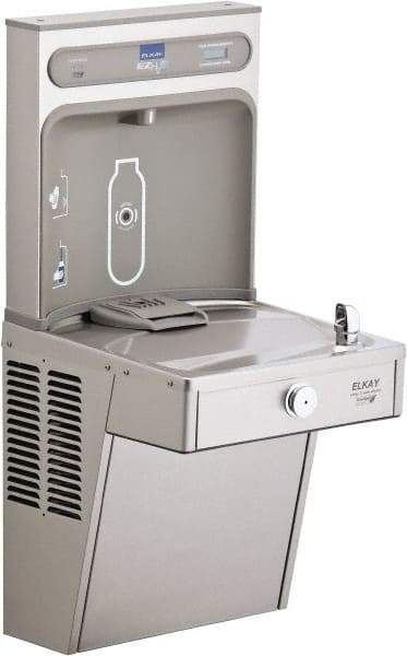 ELKAY - 8 GPH Cooling Capacity Barrier Free Wall Mounted Water Cooler & Fountain - Bottle Filling, 20 to 105 psi, 0.20 hp, Stainless Steel - Strong Tooling