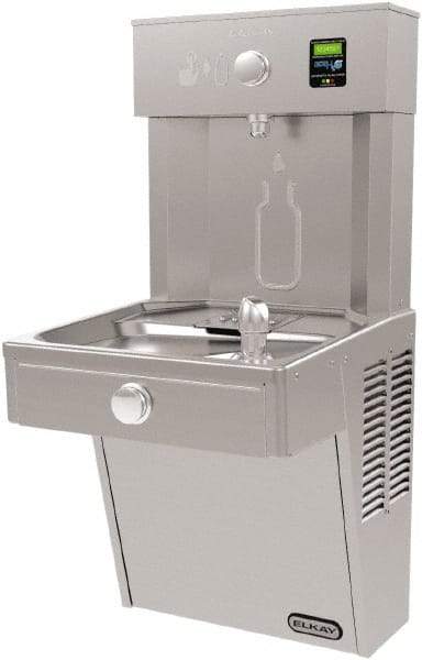 ELKAY - 8 GPH Cooling Capacity Barrier Free Wall Mounted Water Cooler & Fountain - Bottle Filling, 20 to 105 psi, 0.20 hp, Stainless Steel - Strong Tooling