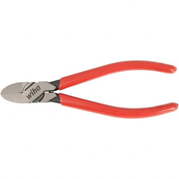 Wiha - 6-3/10" OAL, 18 AWG Capacity, Flush Flush Cutter - Vinyl Handle - Strong Tooling