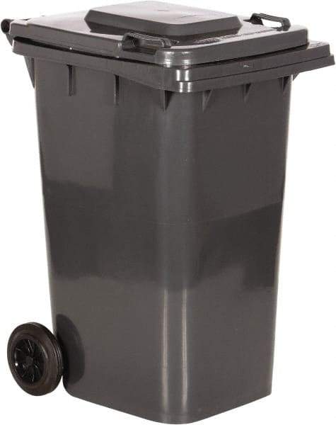 Vestil - 64 Gal Gray Rectangle Trash Can - Polyethylene, None Graphic, 39-15/16" High x 28-1/2" Long x 23-1/2" Wide, Lid Included - Strong Tooling