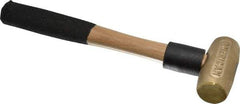 American Hammer - 1 Lb Head 1-1/8" Face Brass Head Hammer - 12" OAL, Wood Handle - Strong Tooling