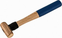 American Hammer - 1 Lb Head 1-1/8" Face Bronze Nonmarring Hammer - 12" OAL, Wood Handle - Strong Tooling