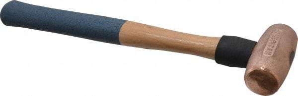 American Hammer - 3 Lb Nonsparking Copper Head Hammer - 15" OAL, 4" Head Length, 1-1/2" Face Diam, 15" Hickory Handle - Strong Tooling