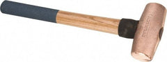 American Hammer - 5 Lb Nonsparking Copper Head Hammer - 16" OAL, 5" Head Length, 1-3/4" Face Diam, 16" Hickory Handle - Strong Tooling