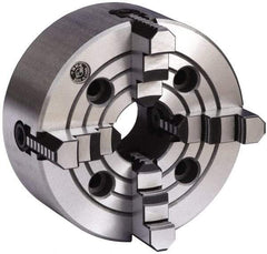 Gibraltar - 4 Jaws, 8" Diam, Independent Manual Lathe Chuck - Plain Back Mount Spindle, Reversible, 2,000 Max RPM, 2.2047" Through Hole Diam, Cast Iron - Strong Tooling