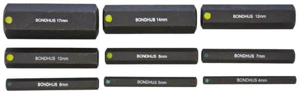 Bondhus - 9 Piece Hex Drive Bit Set - Hex Point - Strong Tooling