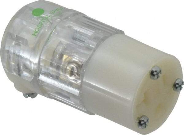 Leviton - 125 VAC, 20 Amp, 5-20R NEMA, Straight, Self Grounding, Hospital Grade Connector - 2 Pole, 3 Wire, 1 Phase, Nylon, Clear - Strong Tooling