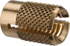 E-Z LOK - M6x1.00 Metric Coarse Brass Flush Press Fit Threaded Insert for Plastic - 1/2" OAL, 0.326" Insert Diam, 5/16" Hole Diam, 5/16" Drill - Strong Tooling