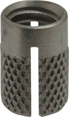 E-Z LOK - 5/16-18 UNC Grade 303 Stainless Steel Flush Press Fit Threaded Insert for Plastic - 9/16" OAL, 0.389" Insert Diam, 3/8" Hole Diam, 3/8" Drill - Strong Tooling