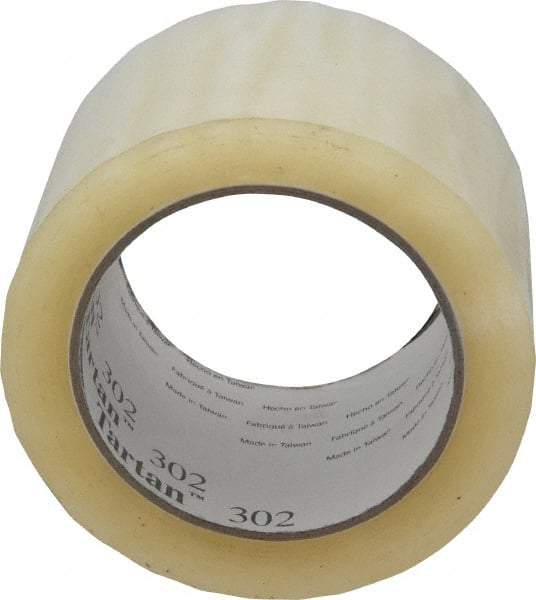 3M - 3" x 110 Yd Clear Acrylic Adhesive Sealing Tape - Polypropylene Film Backing, 1.6 mil Thick, 40 Lb Tensile Strength, Series 302 - Strong Tooling