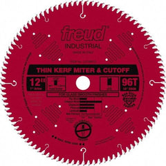 Freud - 12" Diam, 1" Arbor Hole Diam, 96 Tooth Wet & Dry Cut Saw Blade - Carbide-Tipped, Standard Round Arbor - Strong Tooling