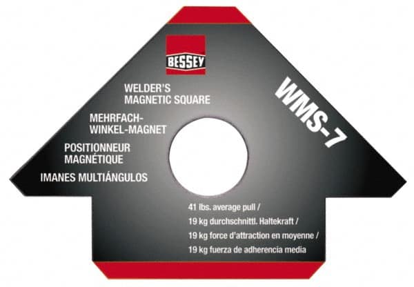 Bessey - 4-3/4" Wide x 9/16" Deep x 3-1/4" High Magnetic Welding & Fabrication Square - 41 Lb Average Pull Force - Strong Tooling