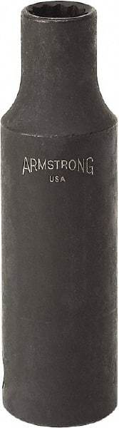 Armstrong - 9/16", 1/2" Drive, Deep Hand Socket - 12 Points, 3-13/64" OAL, Black Finish - Strong Tooling