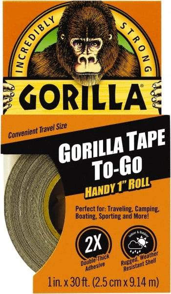 Gorilla Tape - 1" x 10 Yds Black Duct Tape - 17 mil, Rubber Adhesive, Cotton/Polyester Blend Cloth Backing, 32°F to 150°F - Strong Tooling