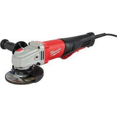 Milwaukee Tool - 5" Wheel Diam, 12,000 RPM, Corded Angle & Disc Grinder - 5/8-11 Spindle, 120 Volts, 11 Amps, Front Exhaust - Strong Tooling