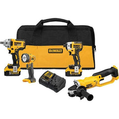 DeWALT - 20 Volt Cordless Tool Combination Kit - Includes Impact Wrench; Impact Driver; Cut-Off Tool; Handheld Light, Lithium-Ion Battery Included - Strong Tooling