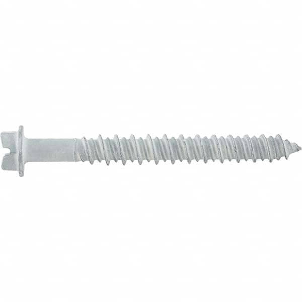 3/16″ Diam, 2-3/4 Length Under Head, Hex Drive Concrete Screw & Masonry Fastener Carbon Steel, White StalGard Finish