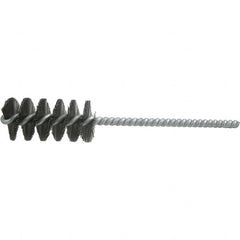 Brush Research Mfg. - 13/16" Diam Helical Steel Tube Brush - Single Spiral, 0.01" Filament Diam, 1-1/2" Brush Length, 6" OAL, 0.22" Diam Galvanized Steel Shank - Strong Tooling