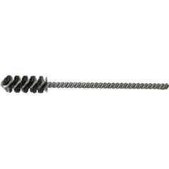 Brush Research Mfg. - 5/8" Diam Helical Steel Tube Brush - Single Spiral, 0.006" Filament Diam, 1-1/2" Brush Length, 6" OAL, 0.22" Diam Galvanized Steel Shank - Strong Tooling