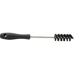 Brush Research Mfg. - 0.85" Diam Helical Nylon Tube Brush - Single Spiral, 0.008" Filament Diam, 2-1/2" Brush Length, 10-1/2" OAL, 0.22" Diam Plastic Handle Shank - Strong Tooling