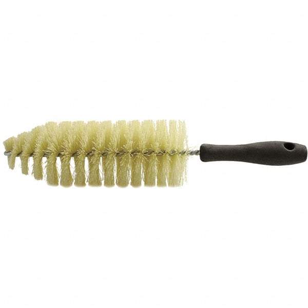 Brush Research Mfg. - 2-3/4" Diam Helical Polypropylene Tube Brush - Single Spiral, 0.012" Filament Diam, 8-1/4" Brush Length, 13-1/2" OAL, 0.245" Diam Plastic Handle Shank - Strong Tooling