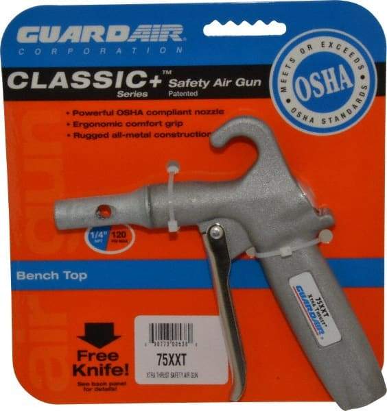 Guardair - 120 Max psi Maximum Power Venturi Nozzle Pistol Grip Blow Gun - 1/4 NPT, 2" Tube Length, Aluminum - Strong Tooling