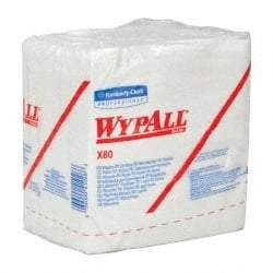 WypAll - X80 1/4 Fold Shop Towel/Industrial Wipes - Poly Pack, 12-1/2" x 12-1/2" Sheet Size, White - Strong Tooling