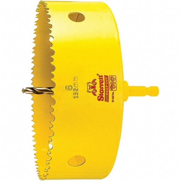 Starrett - 6" Diam, 2" Cutting Depth, Hole Saw - High Speed Steel Saw, Toothed Edge - Strong Tooling