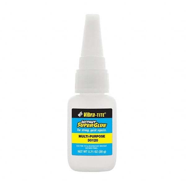 Super Glue: 20 g Bottle, Clear 1 to 5 min & 15 sec Working Time, 24 hr Full Cure Time