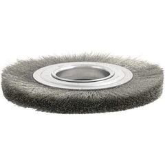 Brush Research Mfg. - 4" OD, 1/2 & 5/8" Arbor Hole, Crimped Stainless Steel Wheel Brush - 3/8" Face Width, 7/8" Trim Length, 6,000 RPM - Strong Tooling