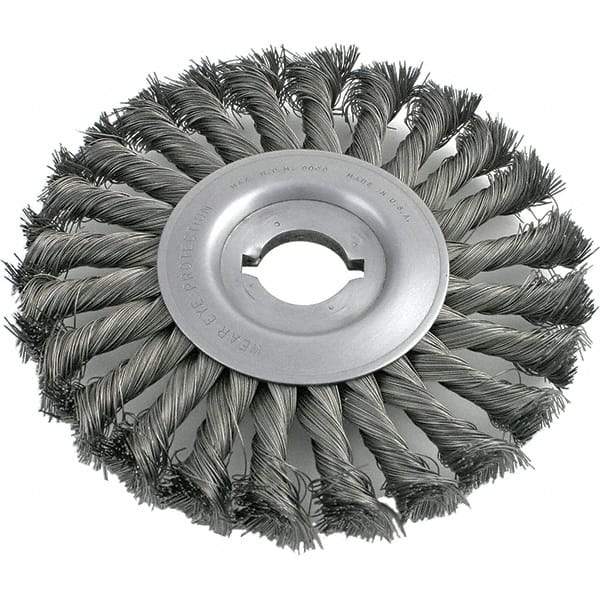 Brush Research Mfg. - 8" OD, 1/2 & 5/8" Arbor Hole, Knotted Carbon Wheel Brush - 3/4" Face Width, 1-11/16" Trim Length, 6,000 RPM - Strong Tooling