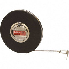 Lufkin - 50' x 3/8" Silver Steel Blade Tape Measure - 1/8" Graduation, Inch Graduation Style, Black Steel Case - Strong Tooling