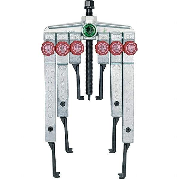 KUKKO - 8 Piece, 5 Ton Capacity, 1-1/2 to 4-3/4" Spread, Multi-Purpose Puller Set - 1 Bolt, 6 Jaws, 9-7/8" Reach - Strong Tooling