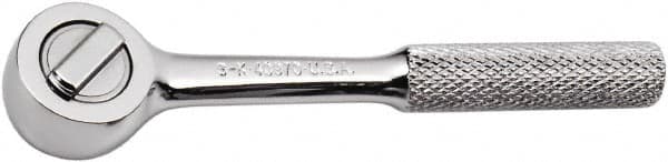 SK - 1/4" Drive Round Head Ratchet - Full Polish Chrome Finish, 4-1/2" OAL, 60 Gear Teeth, Full Polished Knurled Handle, Reversible Head - Strong Tooling