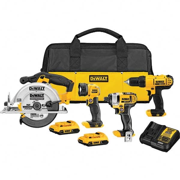 DeWALT - Cordless Tool Combination Kits Voltage: 20 Tools: 1/2" Drill/Driver; 6-1/2" Circular Saw; LED Worklight - Strong Tooling