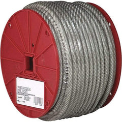 Campbell - 250' Long, 1/8" x 3/32" Diam, Cable - 184 Lb Breaking Strength, 7 x 7, Vinyl Coating - Strong Tooling