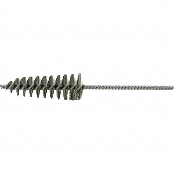 Brush Research Mfg. - 1-5/8" Diam Helical Stainless Steel Tube Brush - Single Spiral, 0.006" Filament Diam, 4-1/2" Brush Length, 10" OAL, 0.292" Diam Galvanized Steel Shank - Strong Tooling