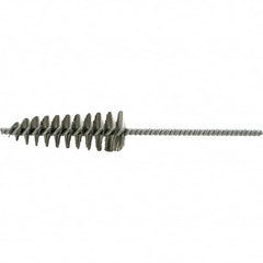 Brush Research Mfg. - 1-5/8" Diam Helical Stainless Steel Tube Brush - Single Spiral, 0.006" Filament Diam, 4-1/2" Brush Length, 10" OAL, 0.292" Diam Galvanized Steel Shank - Strong Tooling